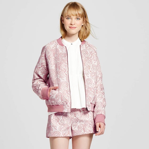Victoria Beckham Jacquard Bomber Jacket Blush - M - Picture 2 of 8